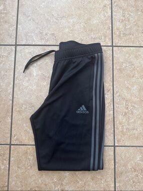 adidas Black Joggers with Gray Three-Stripes